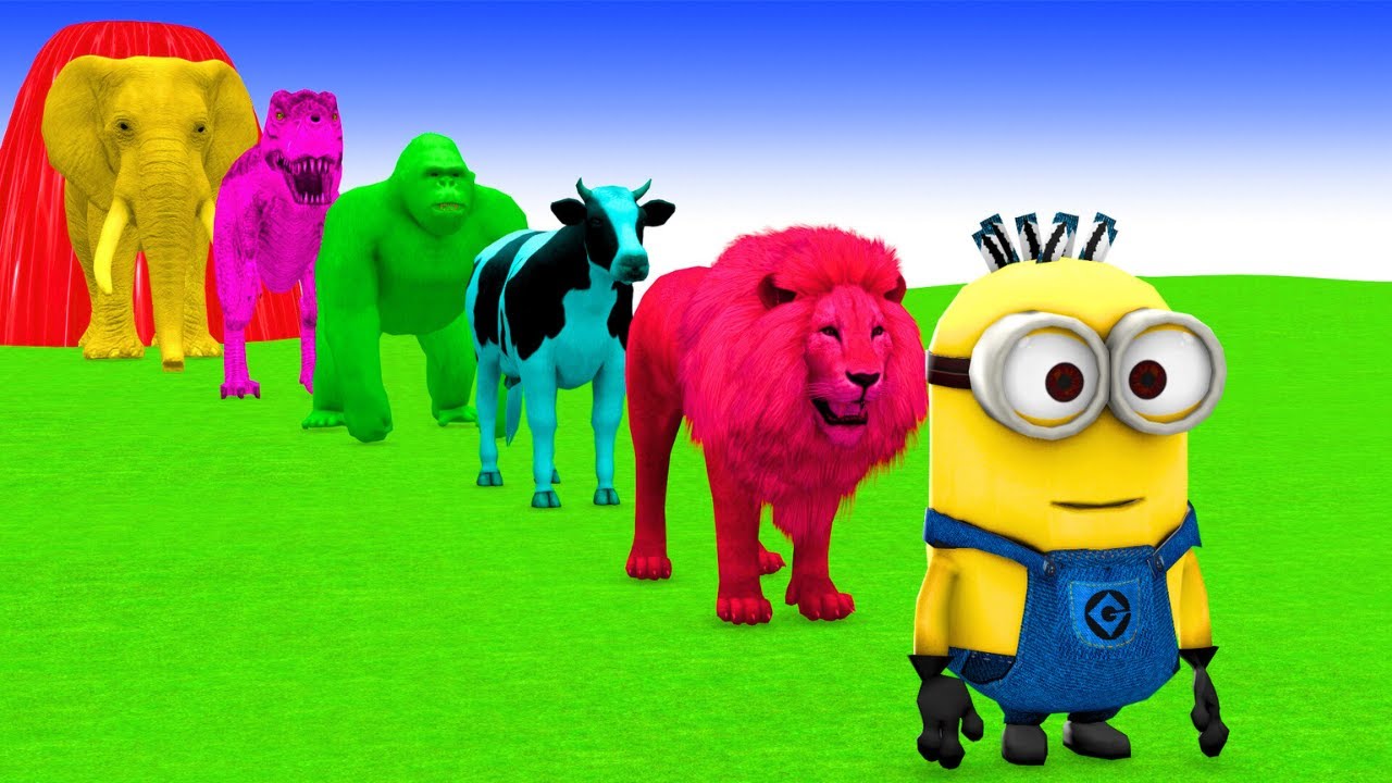 Long Slide Game With Elephant Gorilla Buffalo Hippopotamus Tiger 3d Animal Game Funny 3d Animals