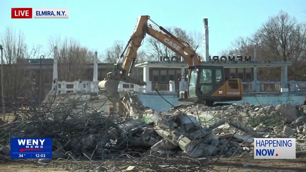 Demolition begins on Elmira's Brand Park Memorial Pool