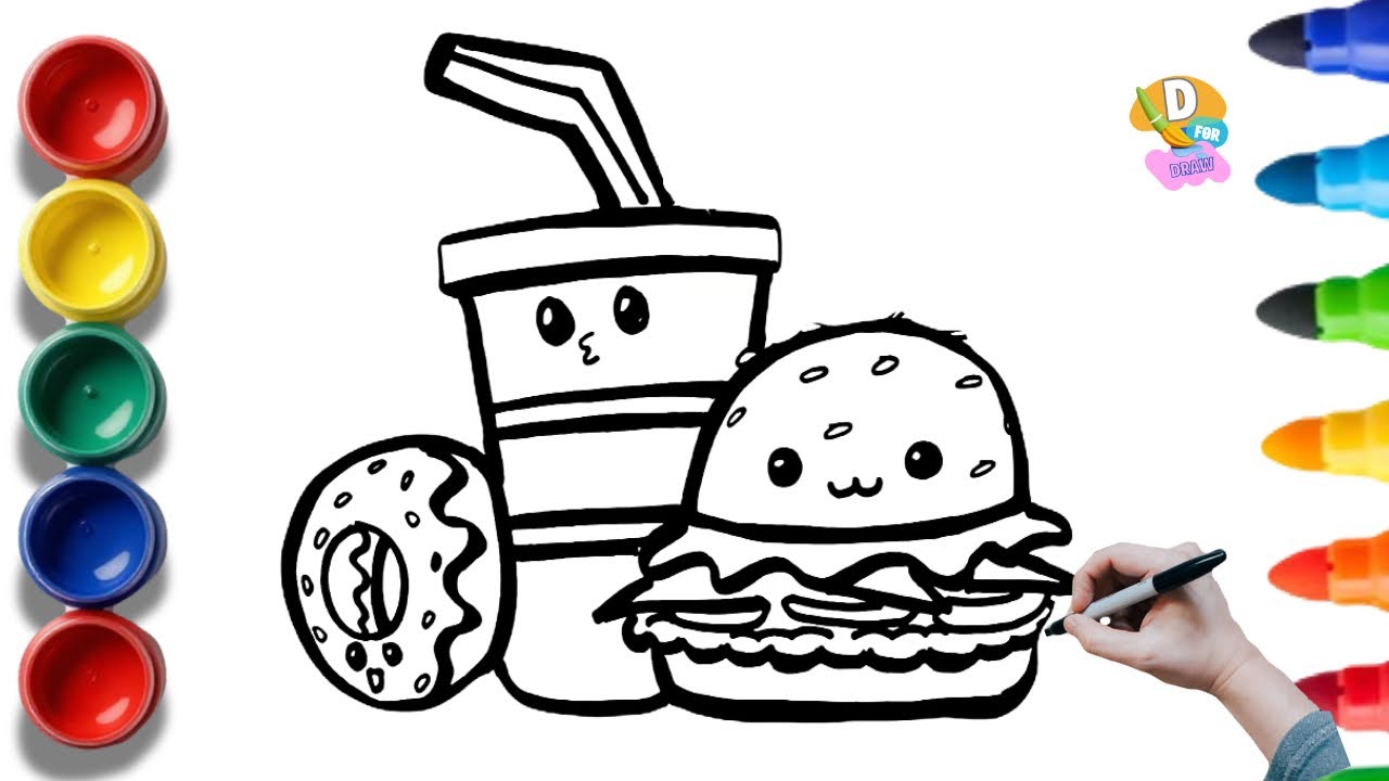 Draw cute Burger Donut|Easy Step by Step for kids