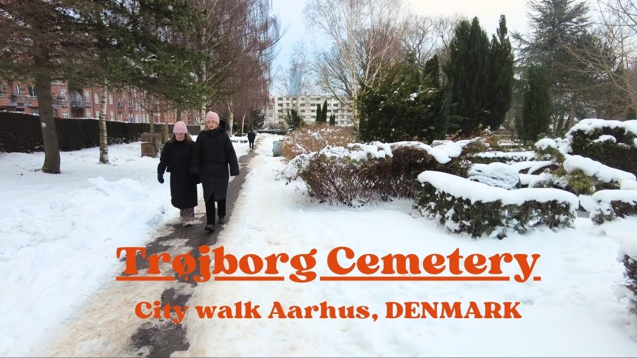 Winter Walk Through The Cemetery - Aarhus, DENMARK - Snowy City Walking in Scandinavia