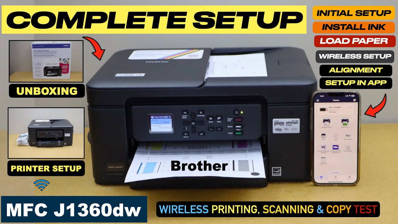 Инструкция по настройке Brother MFC J1360dw: заправка чернил, загрузка бумаги, настройка беспрово...