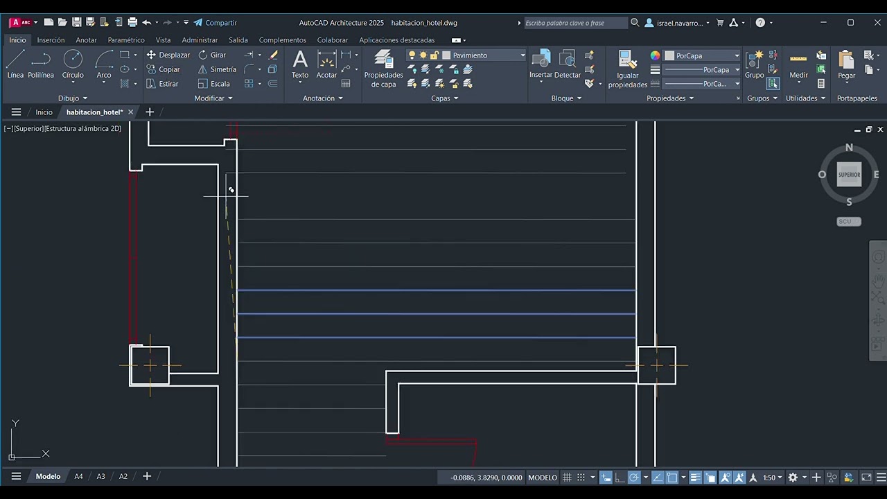 13 Pavimento de habitación de hotel en AutoCad
