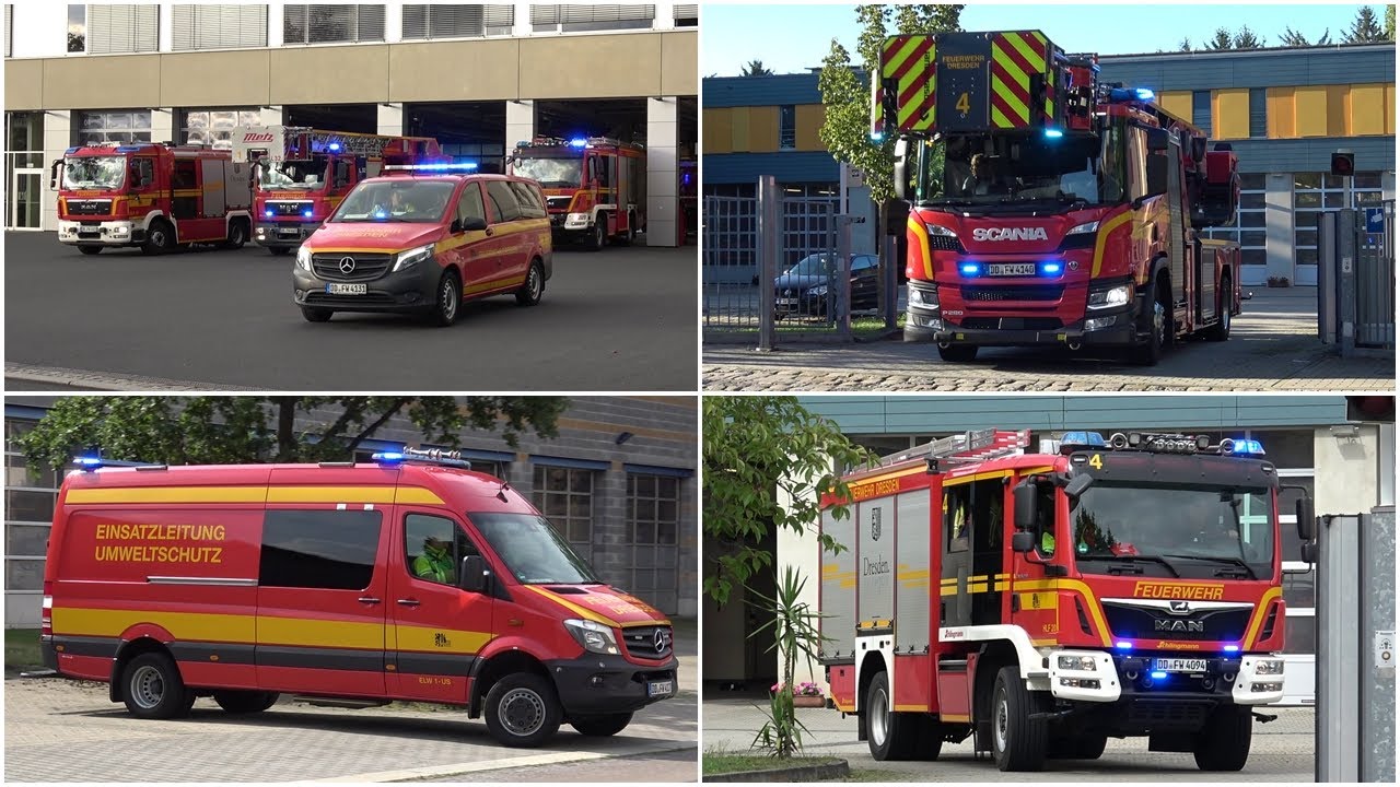 [4 von 5 Feuerwachen] Berufsfeuerwehr Dresden im Zusammenschnitt - Scania-DLK, U-Dienst u. v. m.