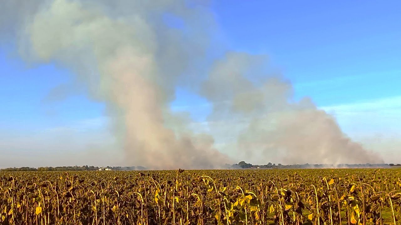 Fire in the crop fields outside Bothaville, South Africa Today