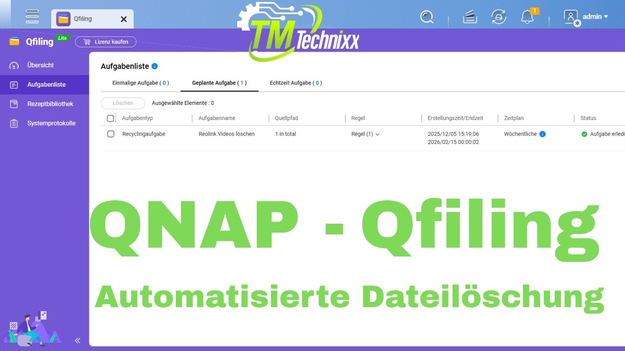Automatisierte Löschung älterer Dateien QNAP (Qfiling) Deutsch/German