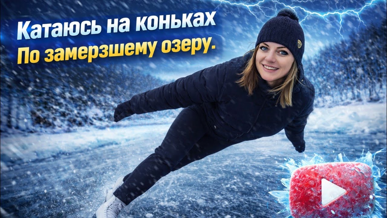 ВЛОГ: Катаемся на коньках по озеру ⛸️// Веселушки на санках ❄️☃️