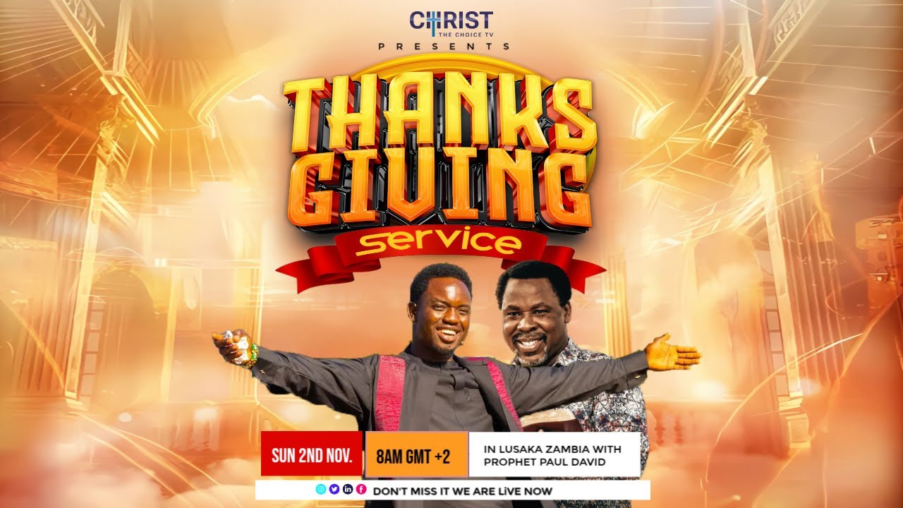 LIVE THANKS GIVING SERVICE WITH PROPHET PAUL DAVID!! #tbjoshualegacy #prophetpauldavid
