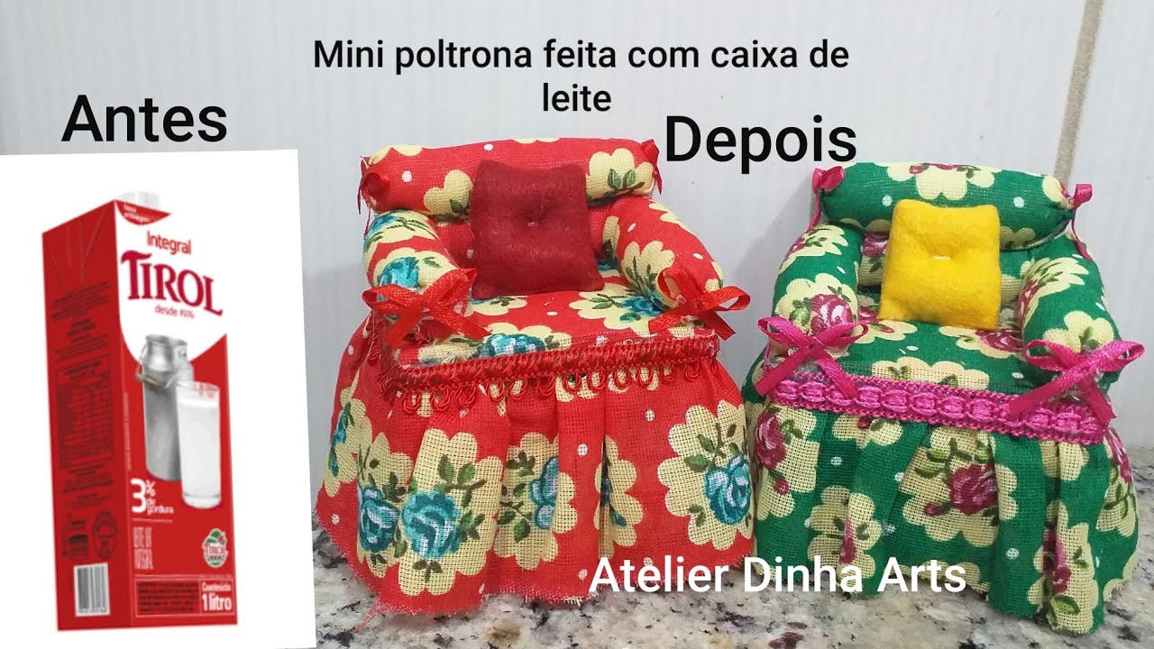 Mini poltrona feita com caixa de leite (sofazinho)