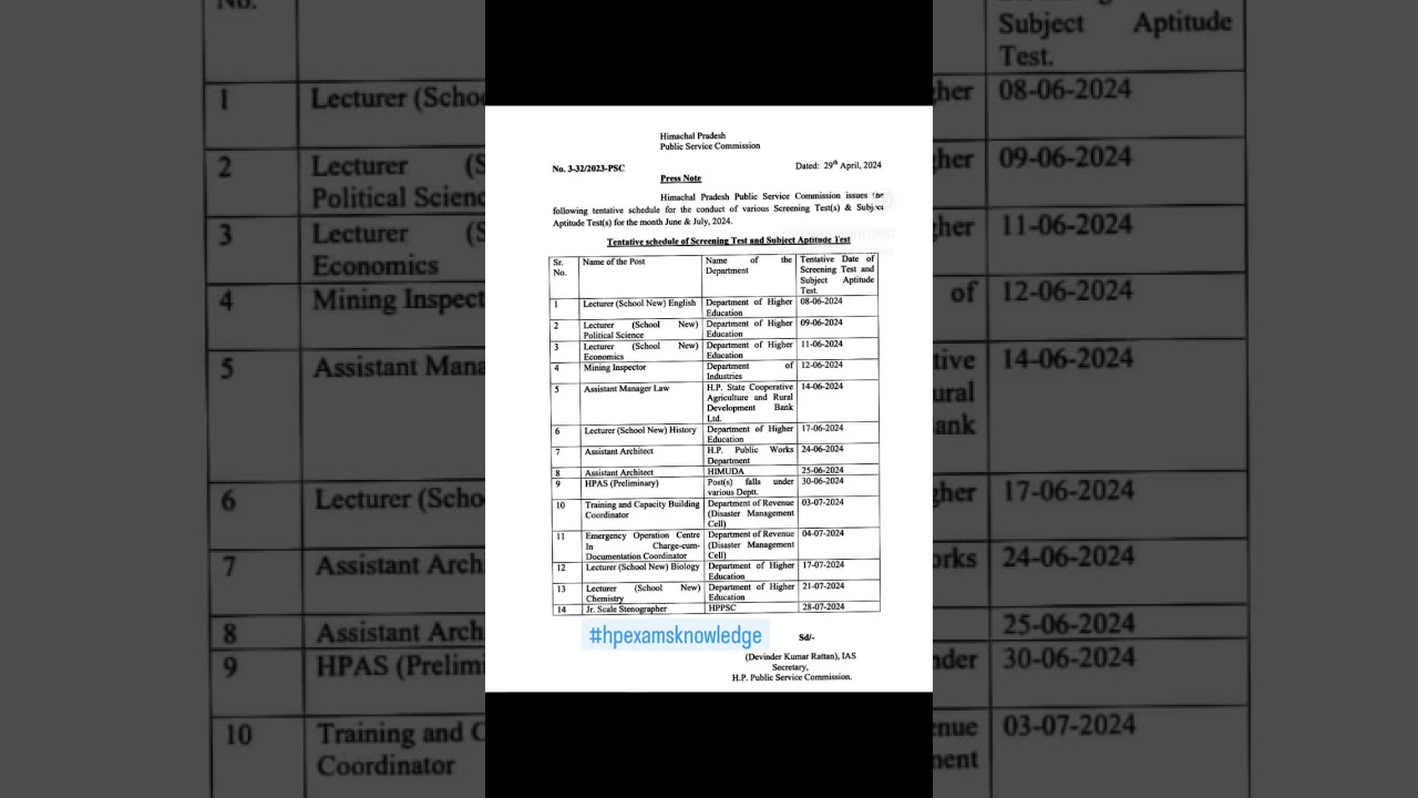#tentative #schedule #hppsc #hpas2024 #prelims #school #lecturer #various #other #exams