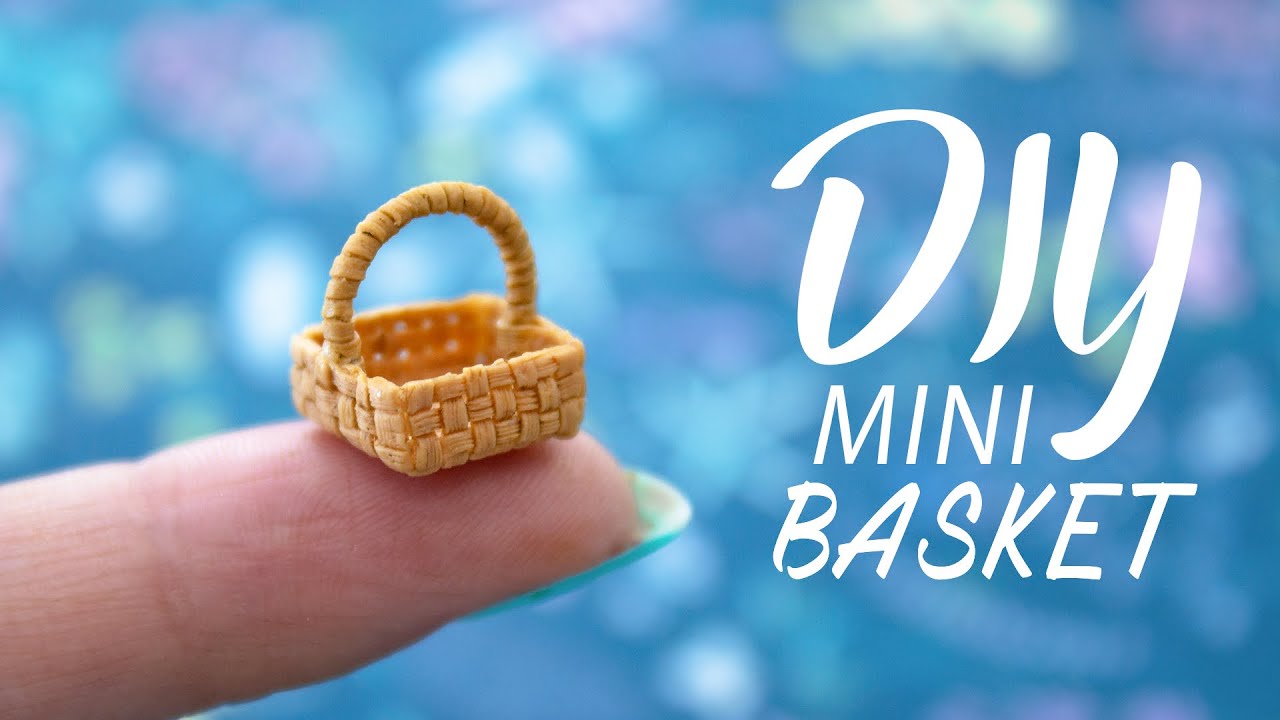 DIY miniature basket tutorial | How to make polymer clay basket | ミニチュア籠 かごの作り方 | Chipwood imitation