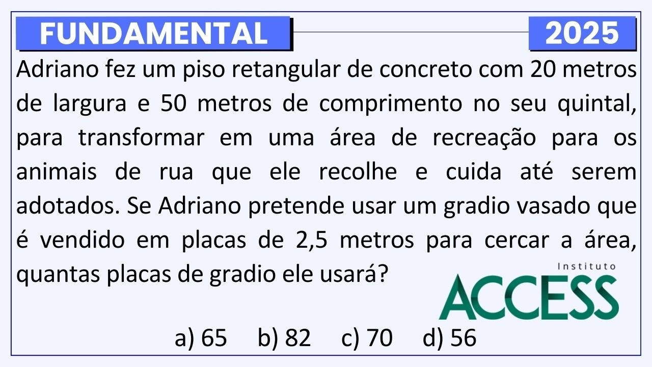 Faço ÁREA ou PERÍMETRO na Prova da Banca Instituto ACCESS