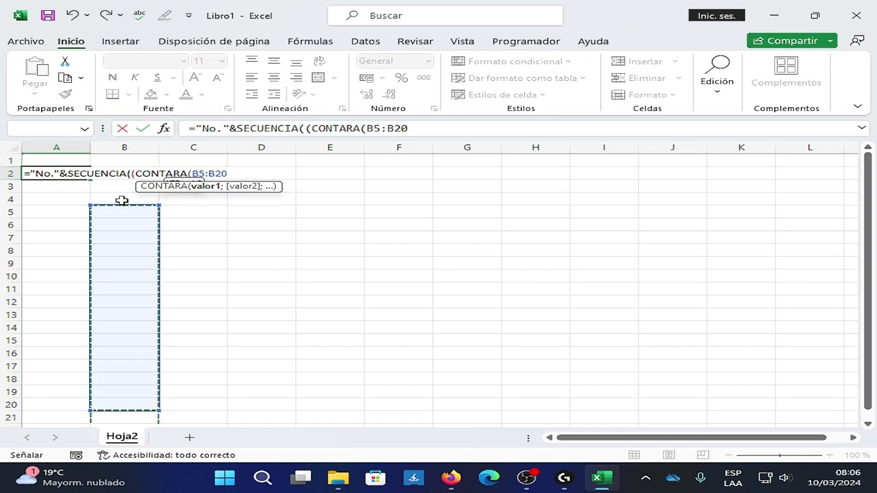 Agregar Números en Secuencia Automatica en Excel