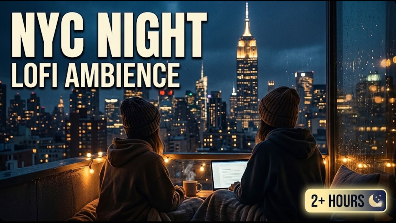 New York City at Night 4K HDR 🌙 2 Hours Lofi Music for Deep Focus & Study
