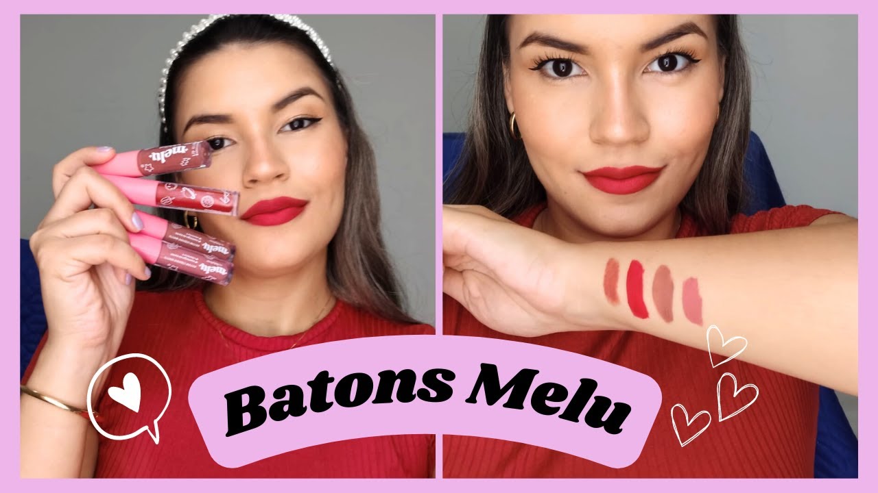 Batons da Melu e gloss pretzel - testei as cores macaron, peanut butter e double cherry.