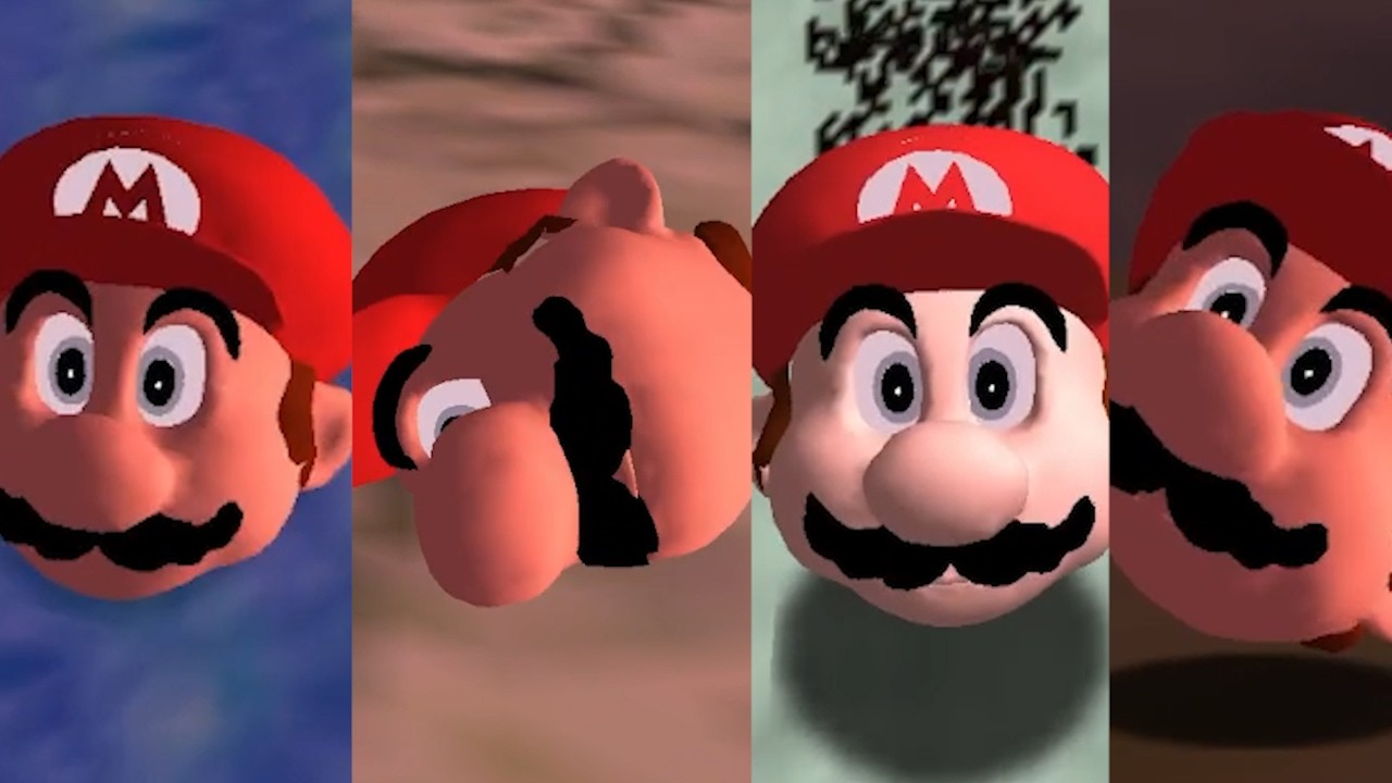 All Game Over Animations with Mario Head in Super Mario 64 with Sunset