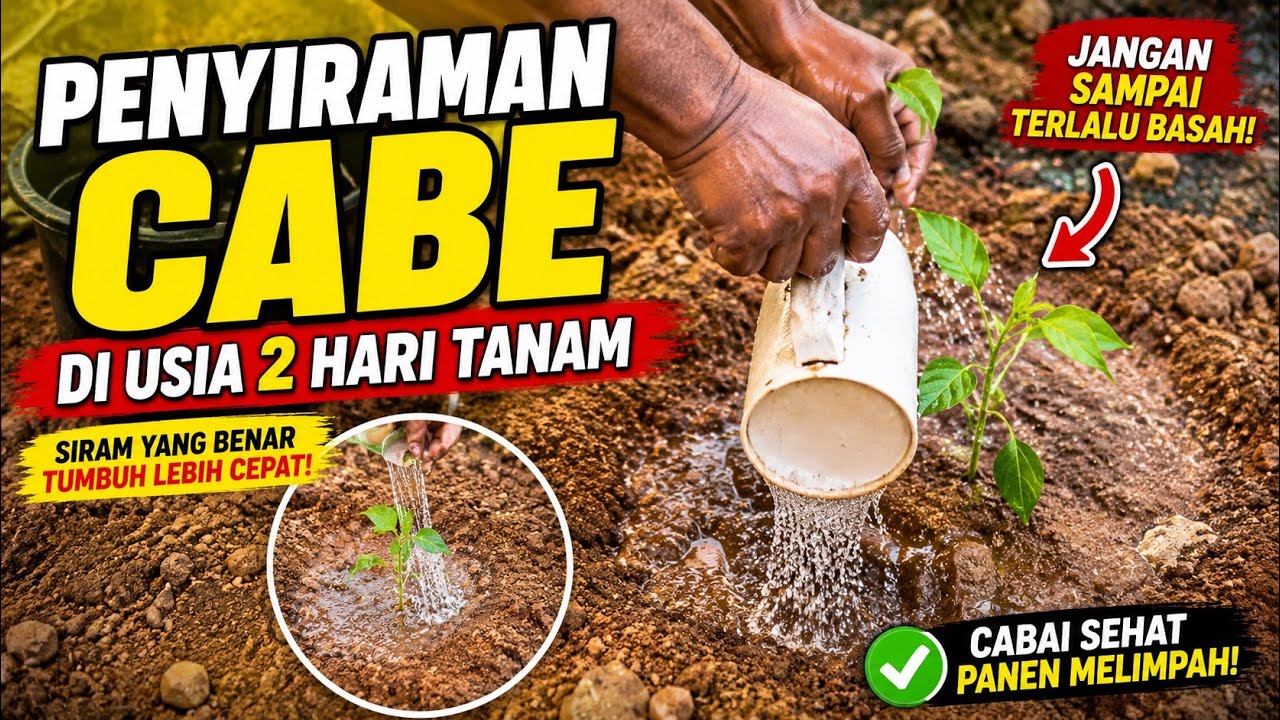 Penyiraman Cabai Usia Dua Hari