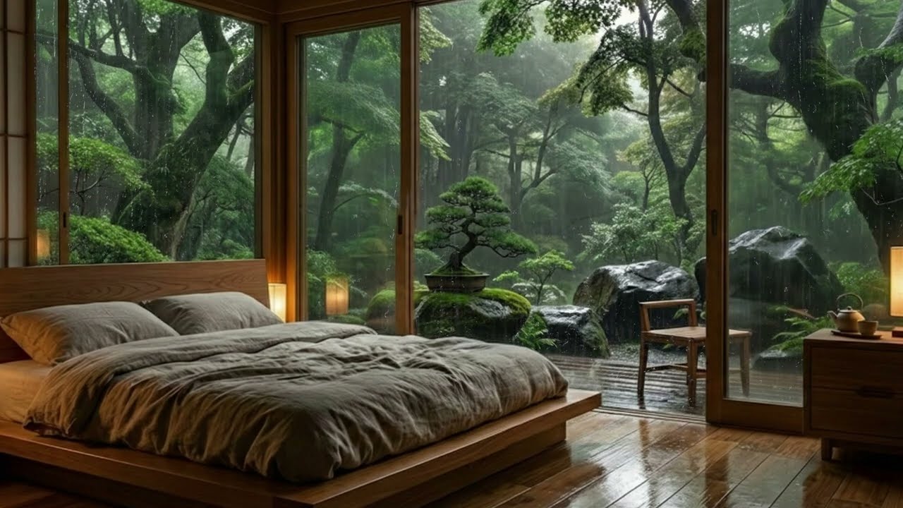 Gentle Rainfall in a Forest Bedroom | Peaceful Rain Sounds for Deep Sleep