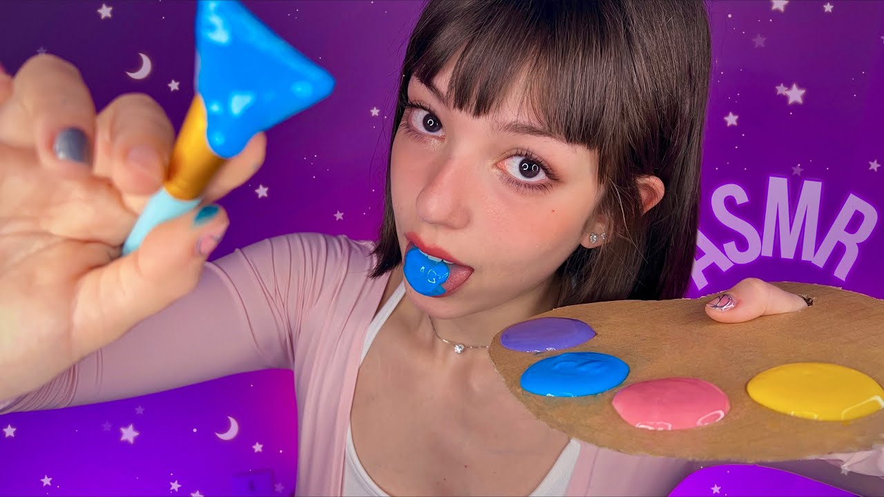 [ASMR] SPIT PAINTING COM TINTA COMESTÍVEL 🎨 😋