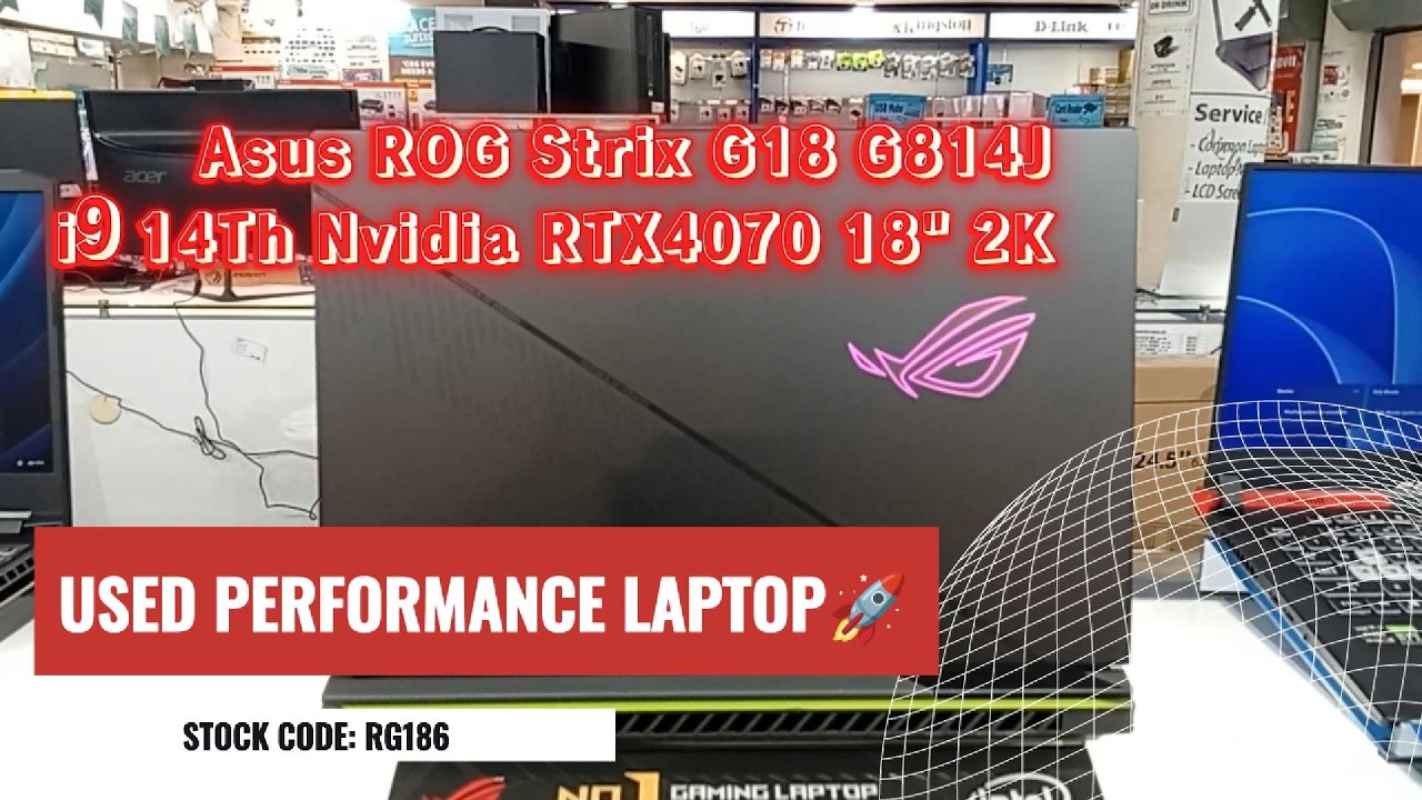 USED ASUS ROG Gaming Laptop STRIX G18 G814J intel i9 16GB 1TB SSD NVIDIA RTX4070 Stock Code: RG186
