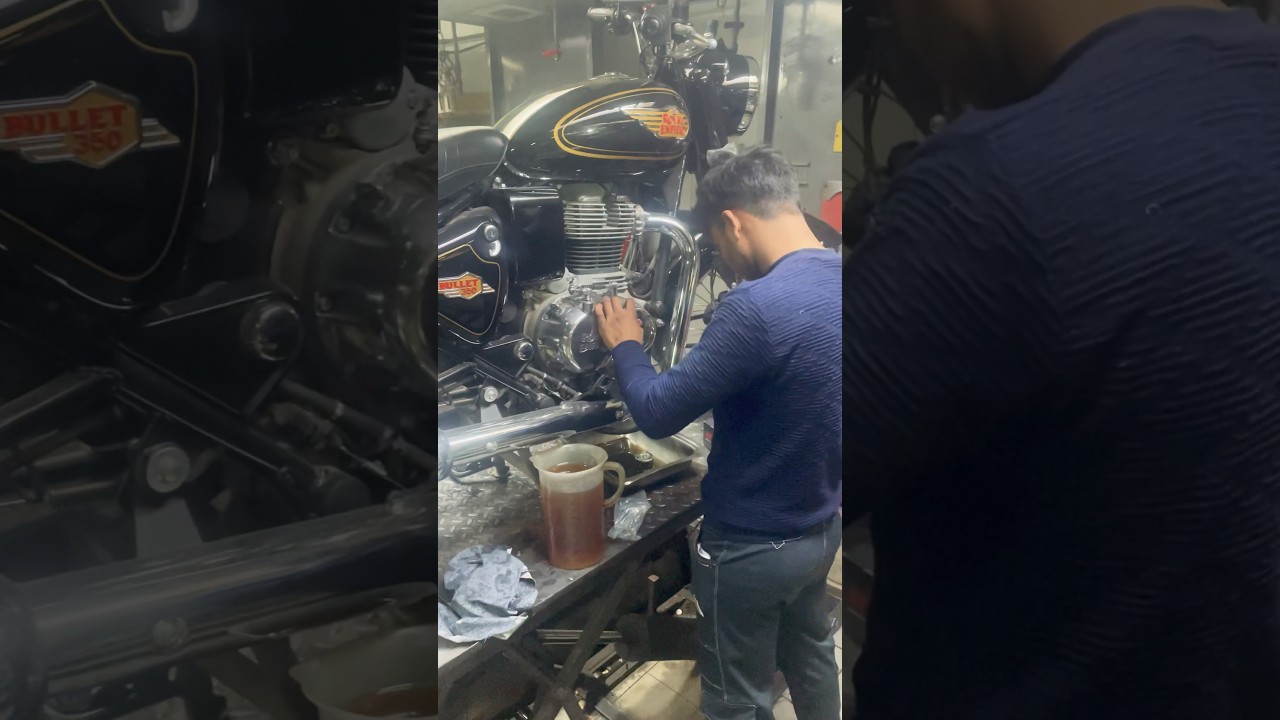 First service of battalion black 350 #bullet #battalionblack #royalenfield #trending #bulletride