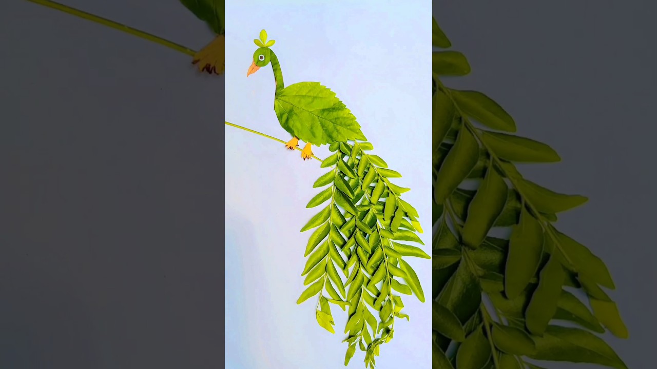 Beautiful peacock making with leaves🦚 🍃#peacock #leafart #shortvideo #youtubeshorts #art #viralvideo