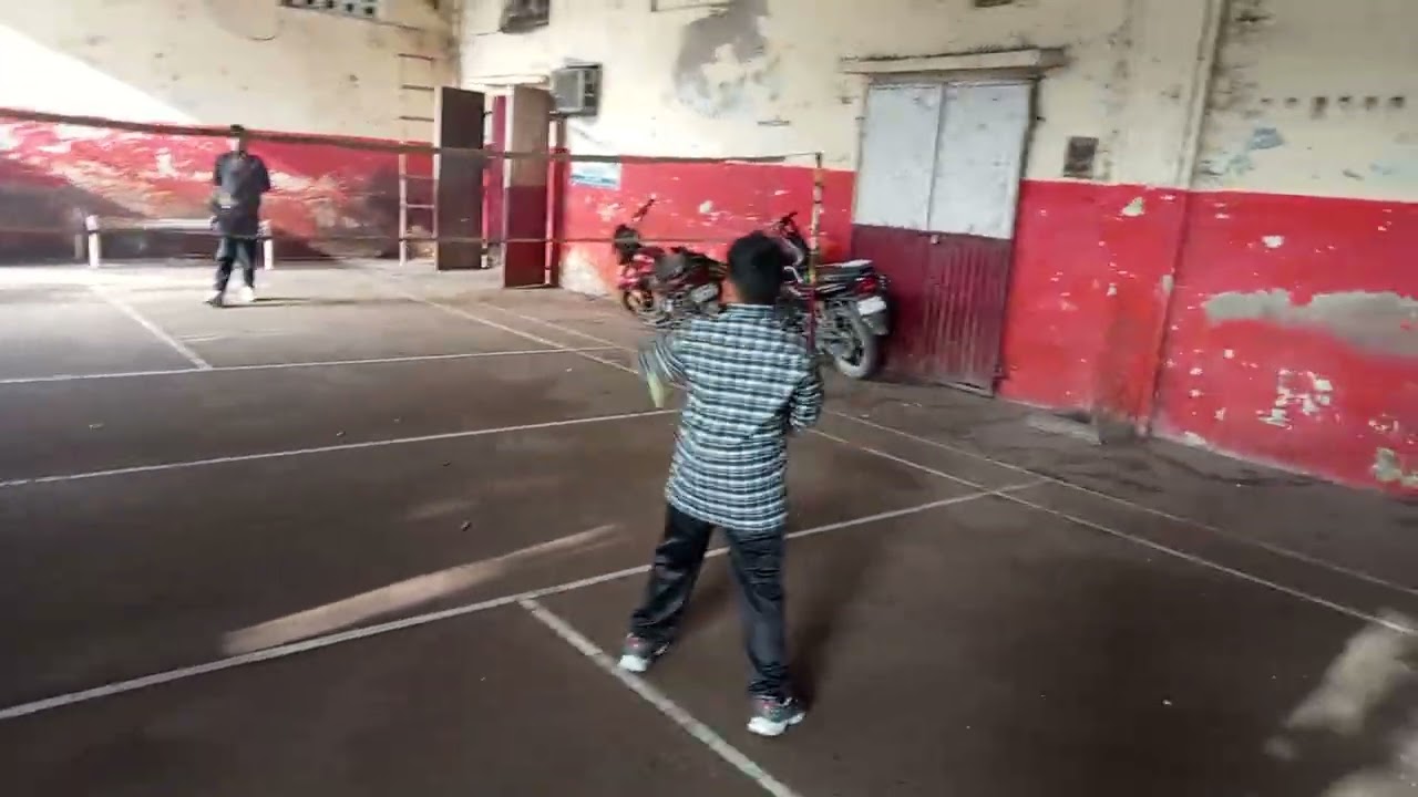 Aditya Raj Dixit and Praneet Dixit practicing badminton at Senior Badminton Hall. Iglas road Hathras