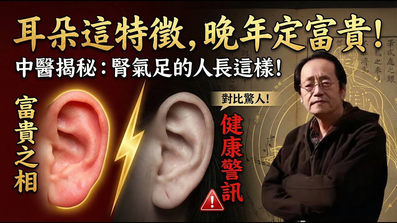 倪師命門警告：耳朵厚薄竟決定晚年財富？這不是迷信是頂級物理：強行拆解耳朵「胎兒投影」，腎氣足的人注定大富大貴！