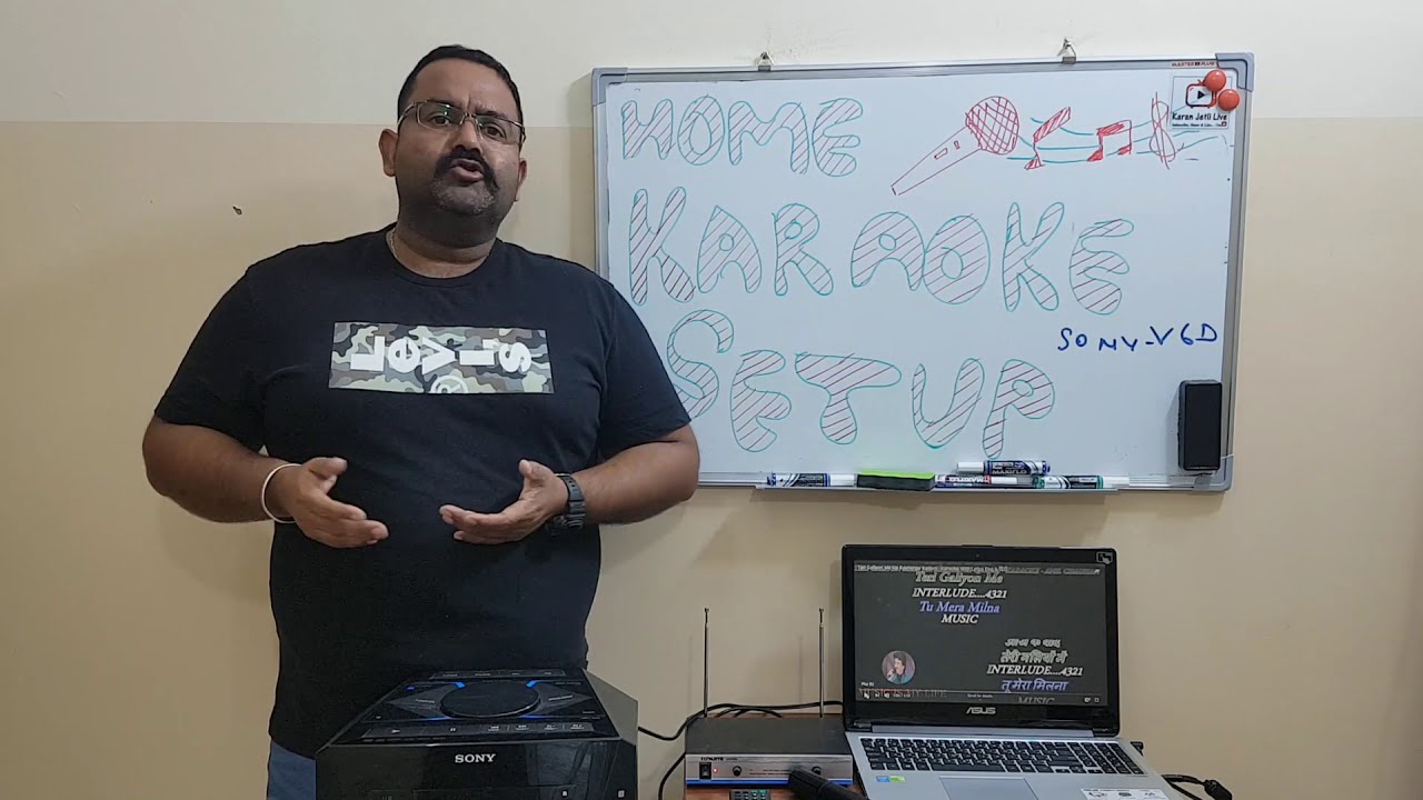 Home karaoke setup using laptop and youtube