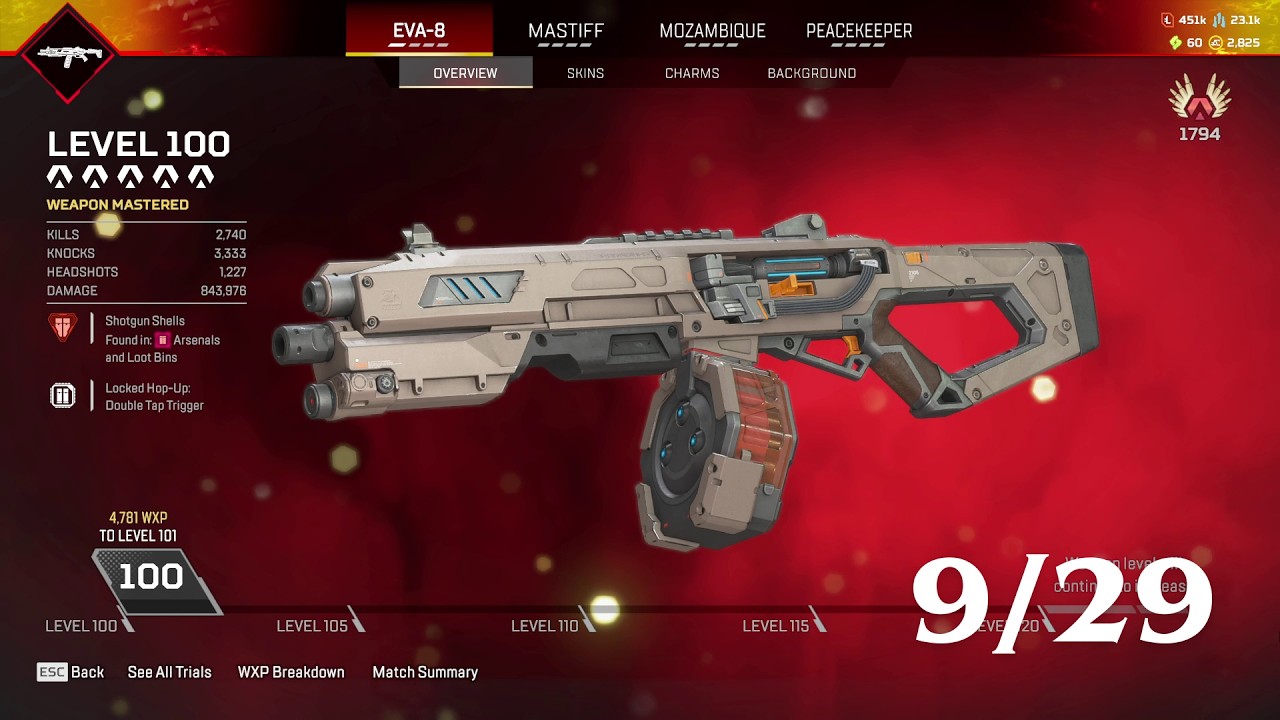 EVA-8 WEAPON MASTER LVL 100 (9/29)