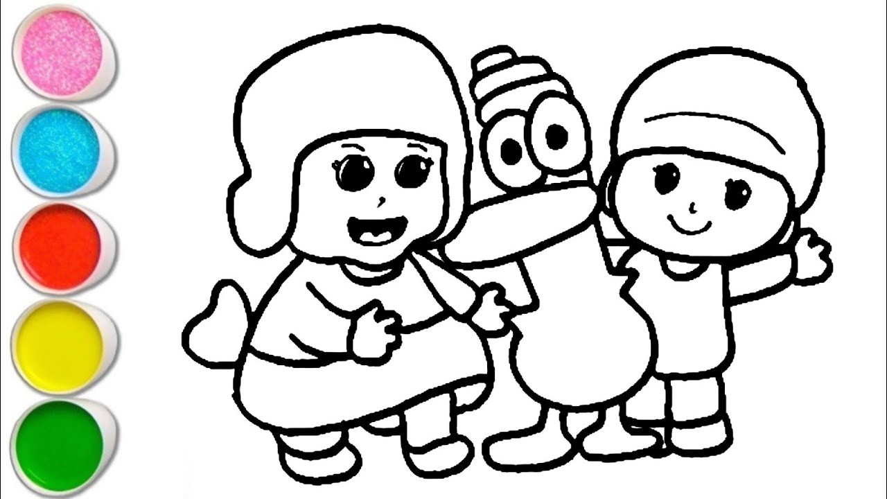 Cute Pocoyo With Pato and Friends Drawing, Painting and Coloring For Kids and Toddlers_ Child Art