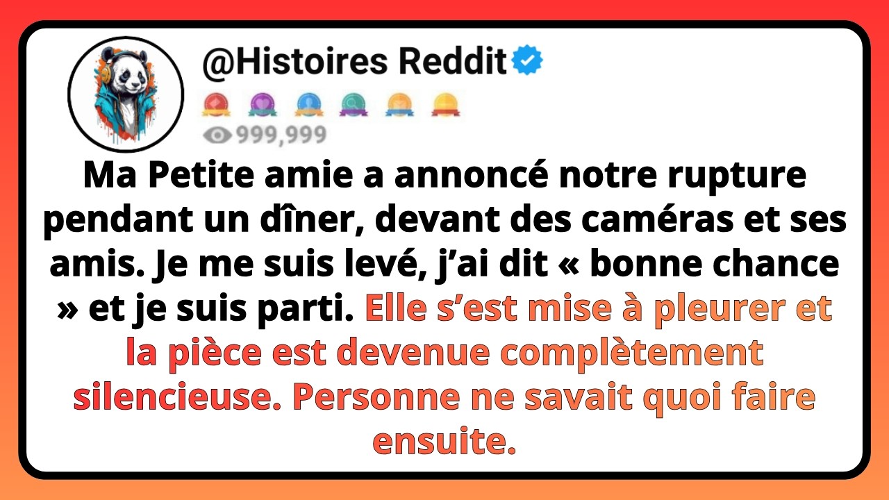 Ma PETITE AMIE A Annoncé Notre Rupture Pendant Un Dîner, Devant Des Caméras Et Ses Amis. Je Me...
