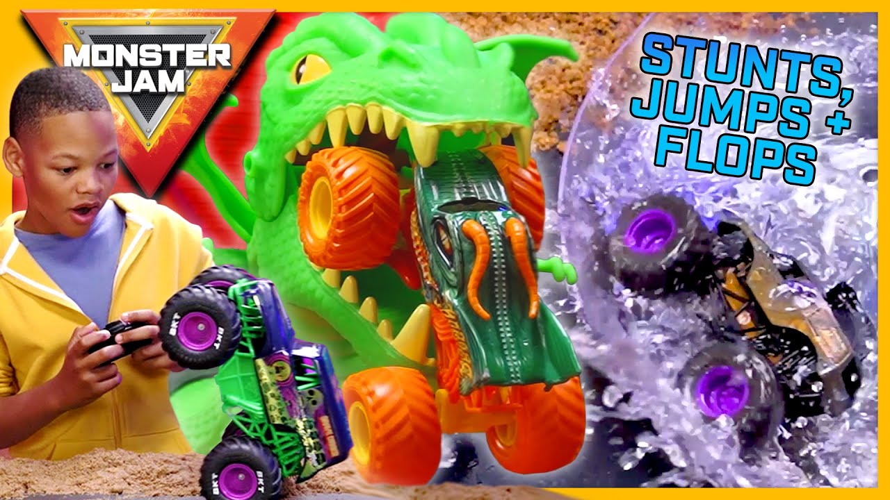 BIG STUNTS with Monster Jam Trucks 🏆🔥 Revved Up Recaps Stunt Compilation - Monster Jam Toys