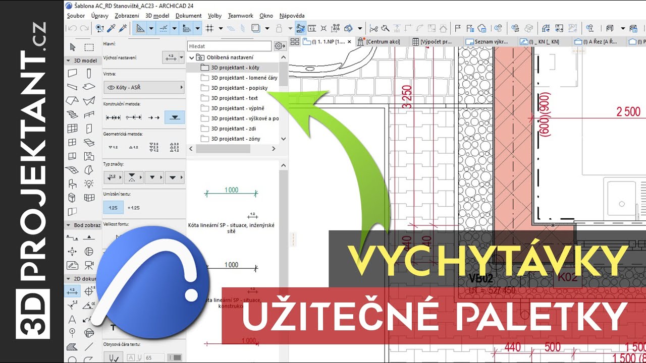 Užitečné paletky, nástrojové lišty a vlastní pracovní profil | ARCHICAD vychytávky #02