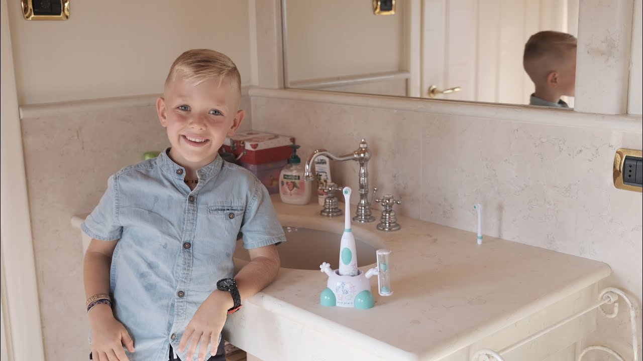 Spazzolino da denti elettrico con clessidra da 3 minuti per Bambini - Toothbrush with hourglass