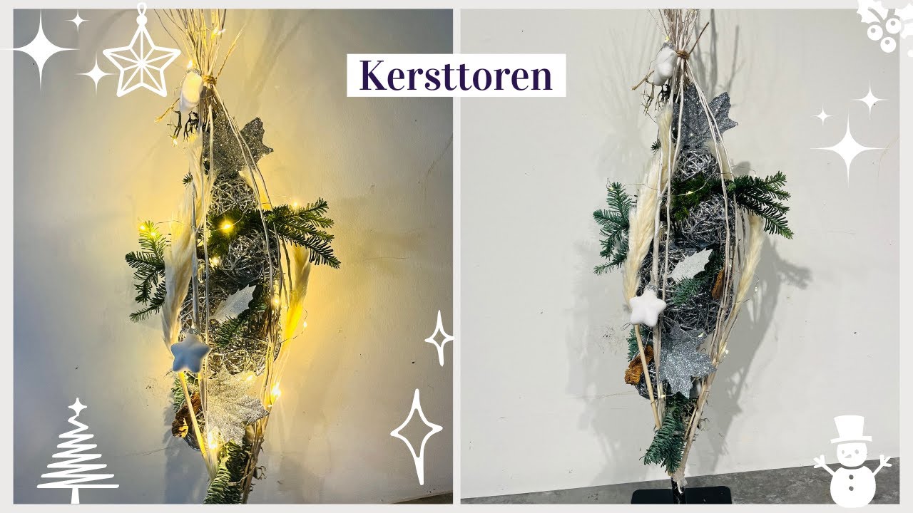 Verlichte kersttoren 💡✨| cursus bloemschikken #199 | KERSTBLOEMSTUK #9 | Carlein Tukkers
