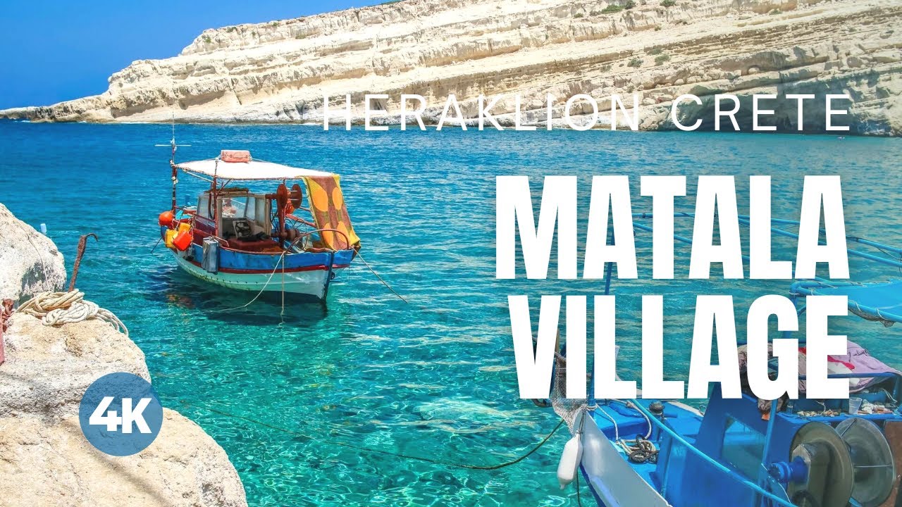 MATALA BEACH & CAVES in HERAKLION CRETE | Best Beaches in Greece [Travel Video 4K]