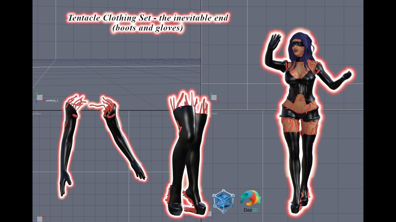 Finished Tentacle Clothing Set - wiggly boots and gloves
