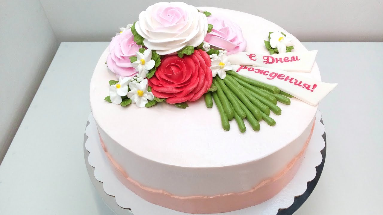 Торт Букетик Роз(крем БЗК). /Cake Bouquet of roses(protein custard).