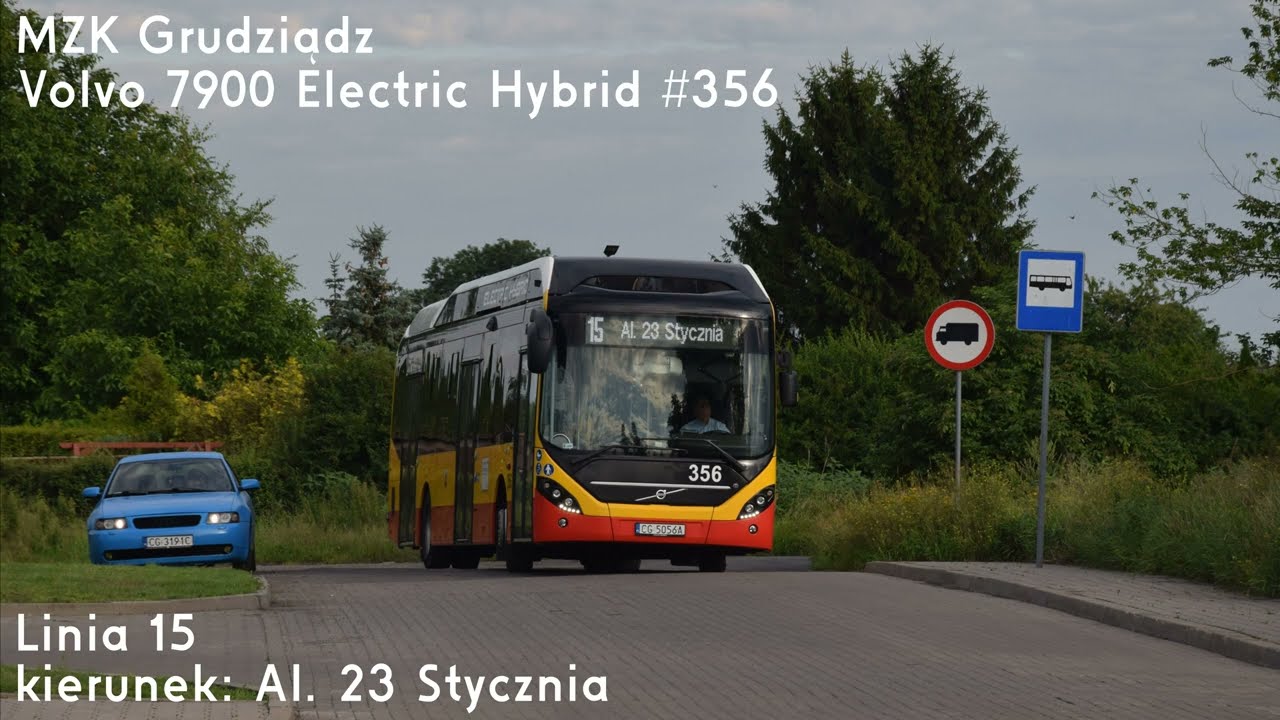 🚌Volvo 7900 Electric Hybrid #356 🔑MZK Grudziądz 📟15➡Al. 23 Stycznia
