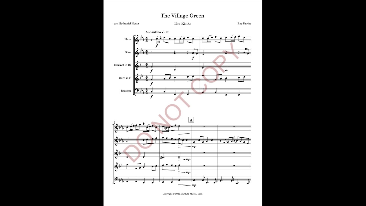 The Village Green (The Kinks) for Woodwind Quintet