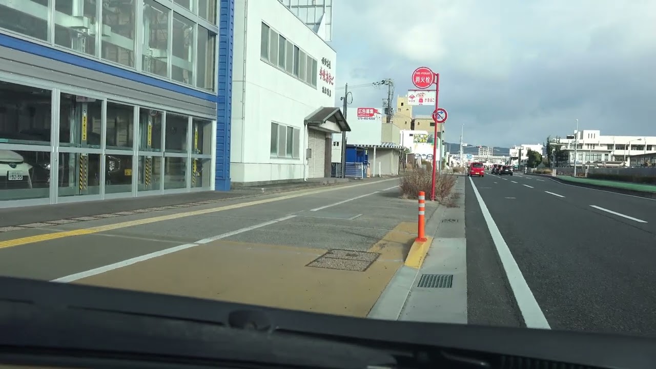 4K　JR姫路駅付近から播但道までの移動　姫路駅付近→産業道路→姫路バイパス