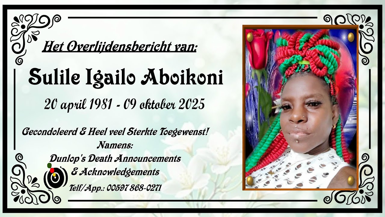 Het overlijdensbericht van: Sulile Aboikoni