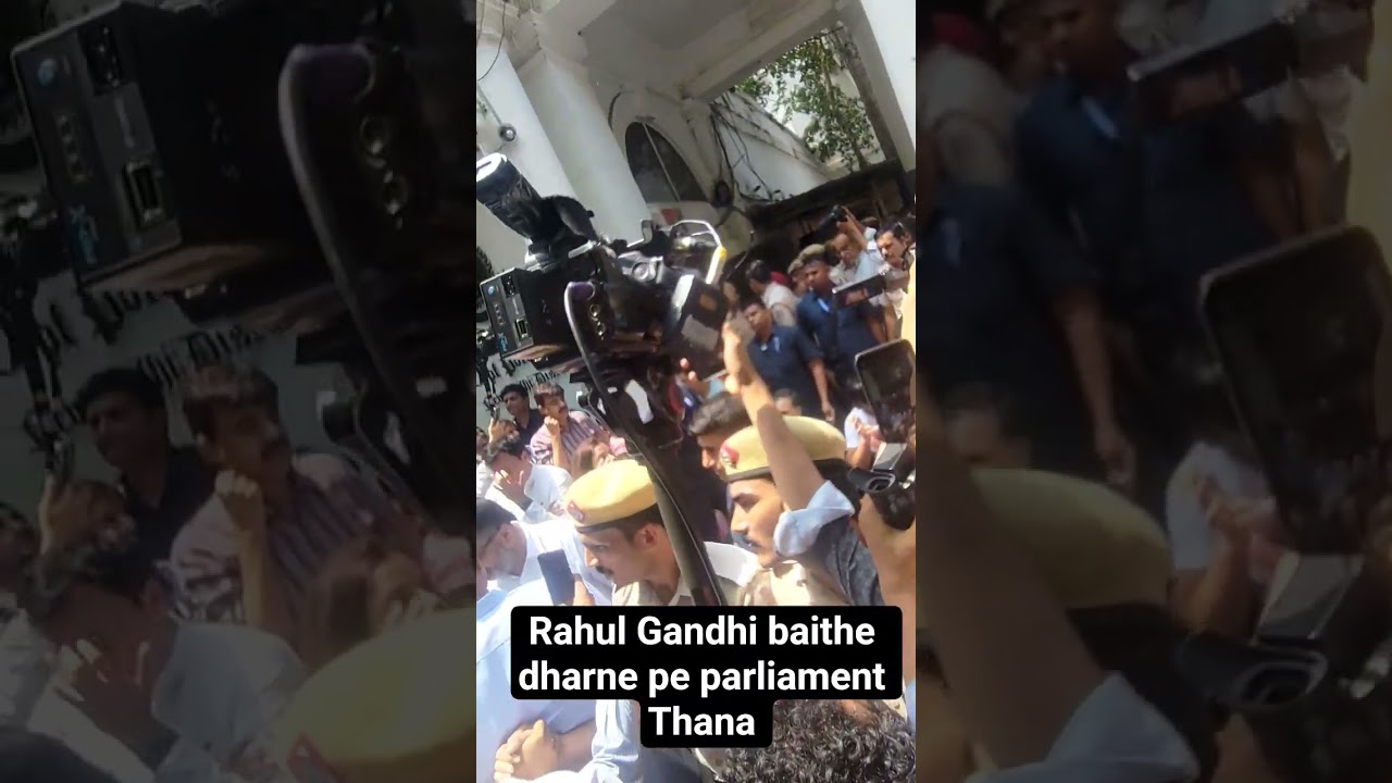 Rahul Gandhi Dharne pe baithe parliament Thana #delhi #parliament #rahulgandhi #congress #dharna