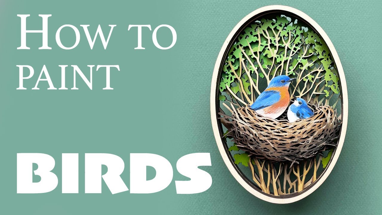 How to paint birds in the nest. Wooden laser cut ornament.