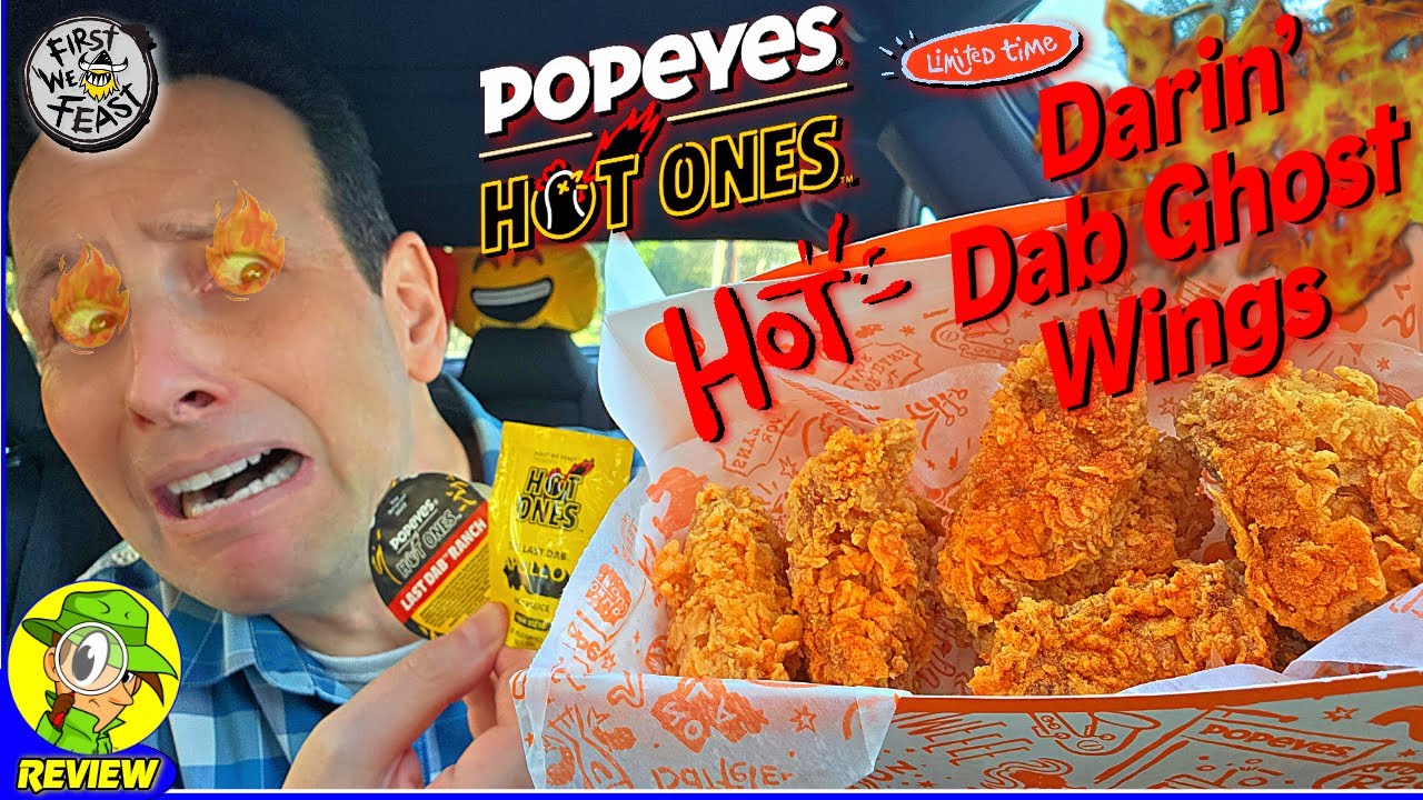 Popeyes® x Hot Ones™ Darin' Dab Ghost Wings Review ⚜️🔥👻🪽 SUPER Hot Collab! 🥵 Peep THIS Out! 🕵️‍♂️