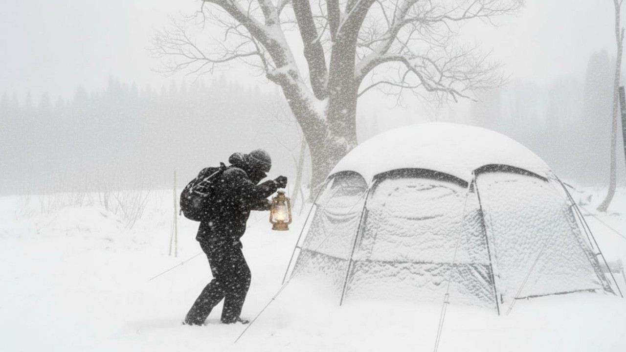 Surviving 2 Days in a Massive Snowstorm at -31&deg;C Inside a Hot Tent With Luxury Meals