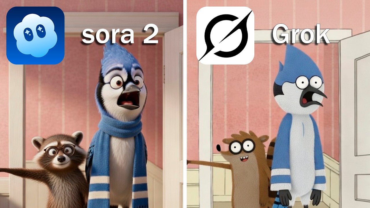 Sora 2 vs Grok Remake iconic Scenes From Regular Show But Realistic
