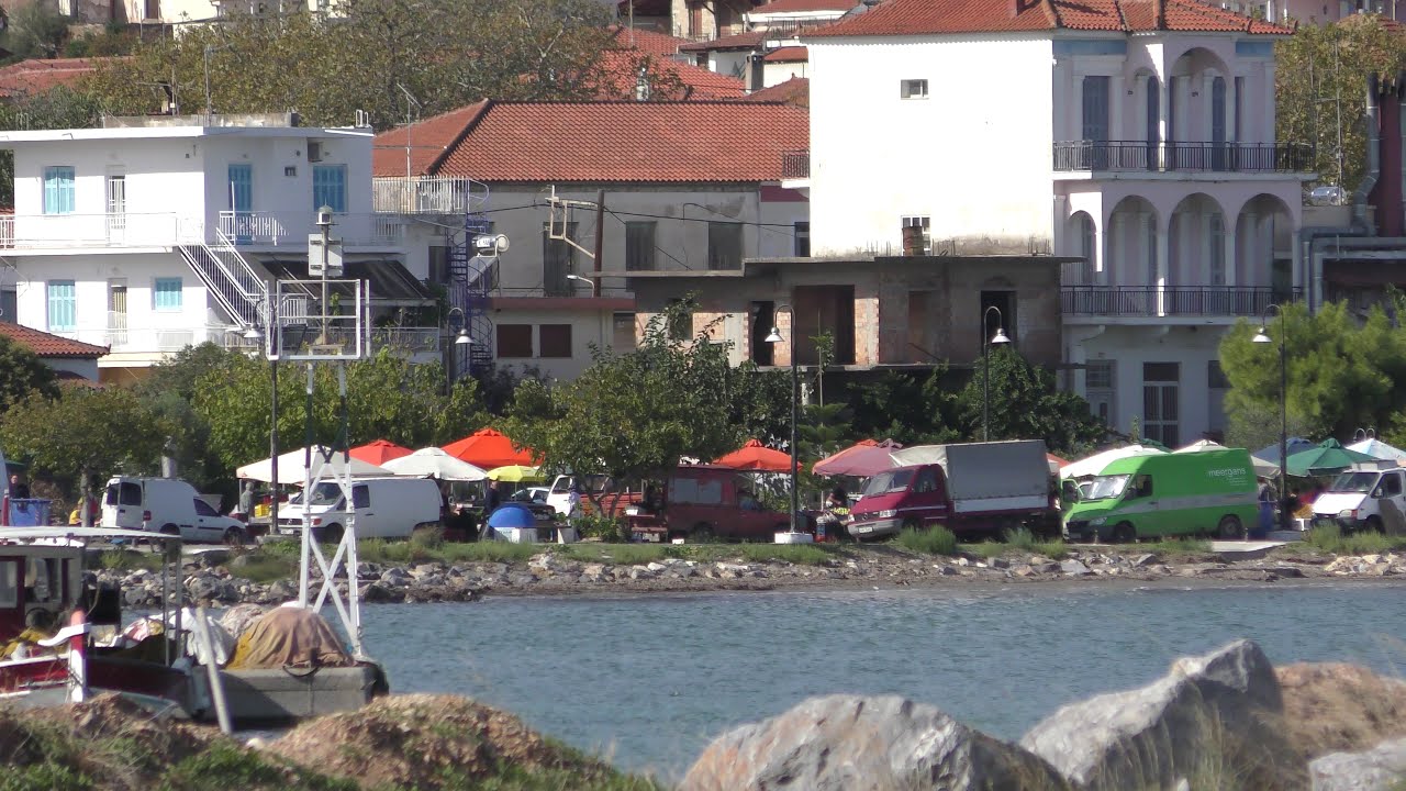 The village of Petalidi from its jetty at  Messini, Peloponnese, Greece