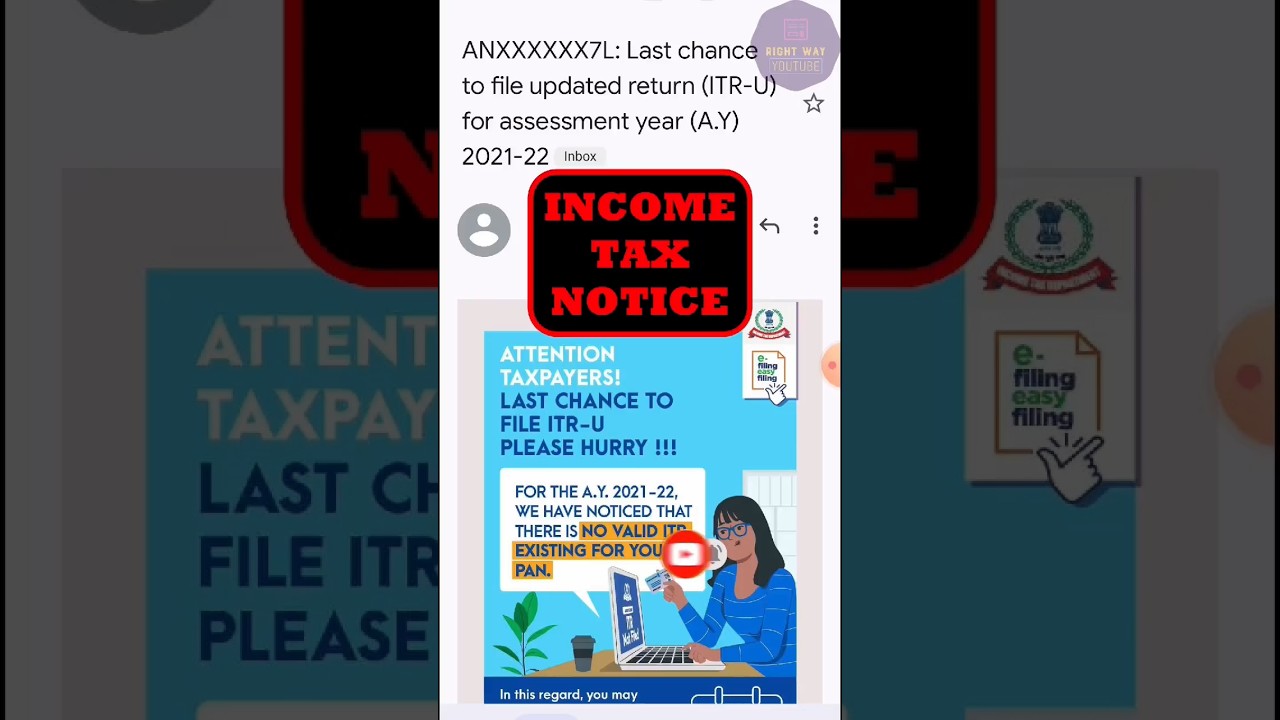 Income Tax Notice for Non Filing ITR for A. Y. 2021-22 | Last Chance to File Updated Return 