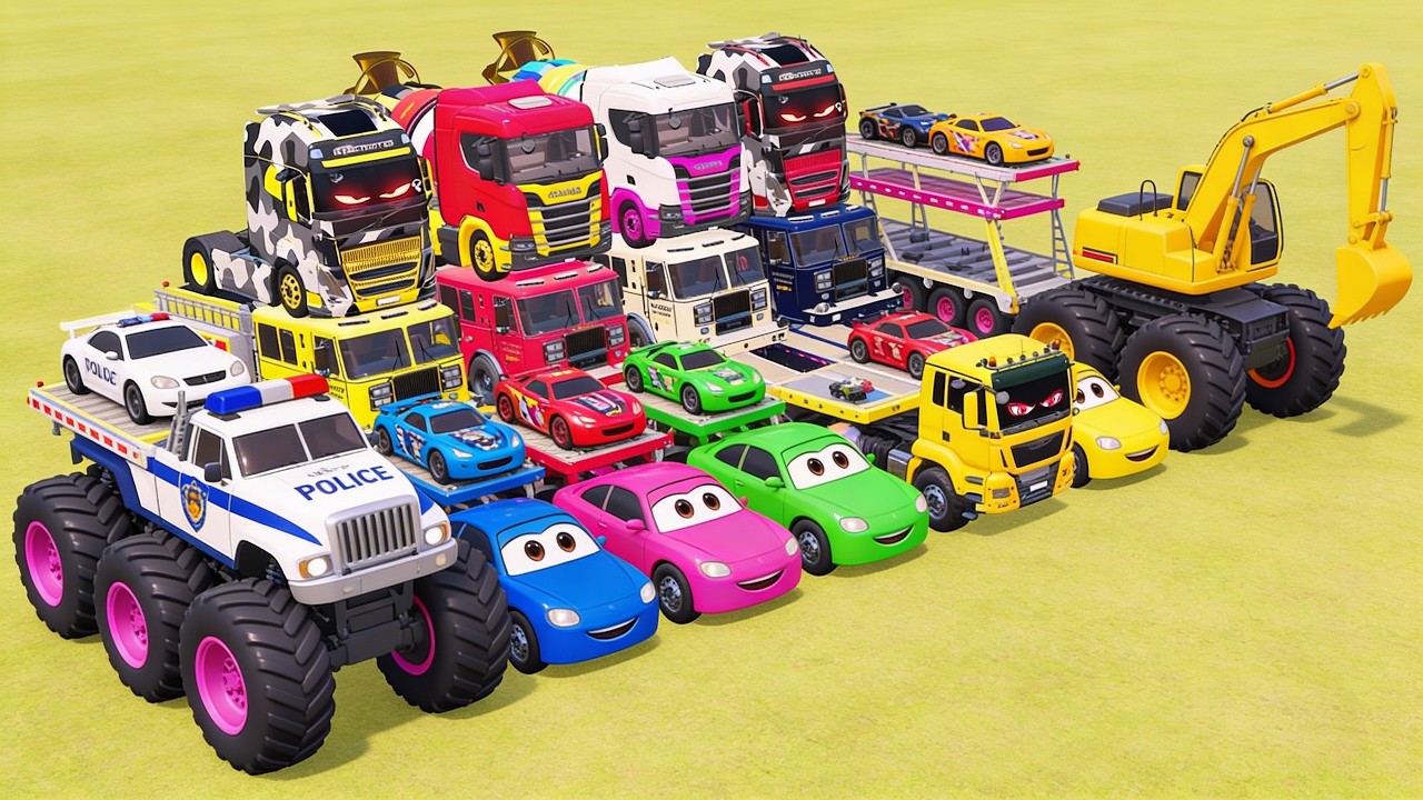 TRANSPORTING ALL POLICE CARS and AMBULANCE EMERGENCY VEHICLES WITH MERCEDES POLICE TRUCKS ! FS22 #2